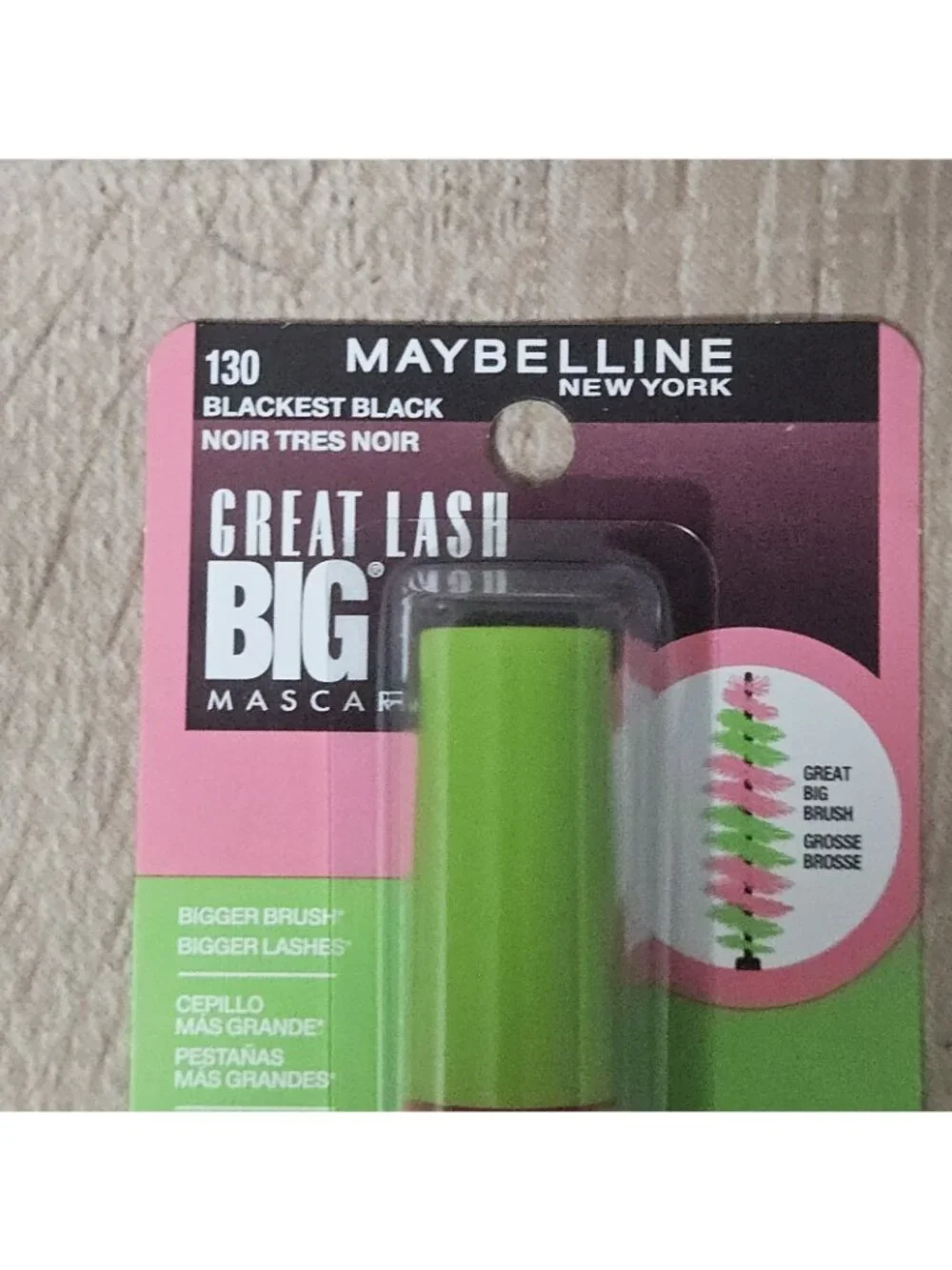 2 Maybelline Great Lash BIG #130 Blackest Black Mascara NEW SEALED CARDED